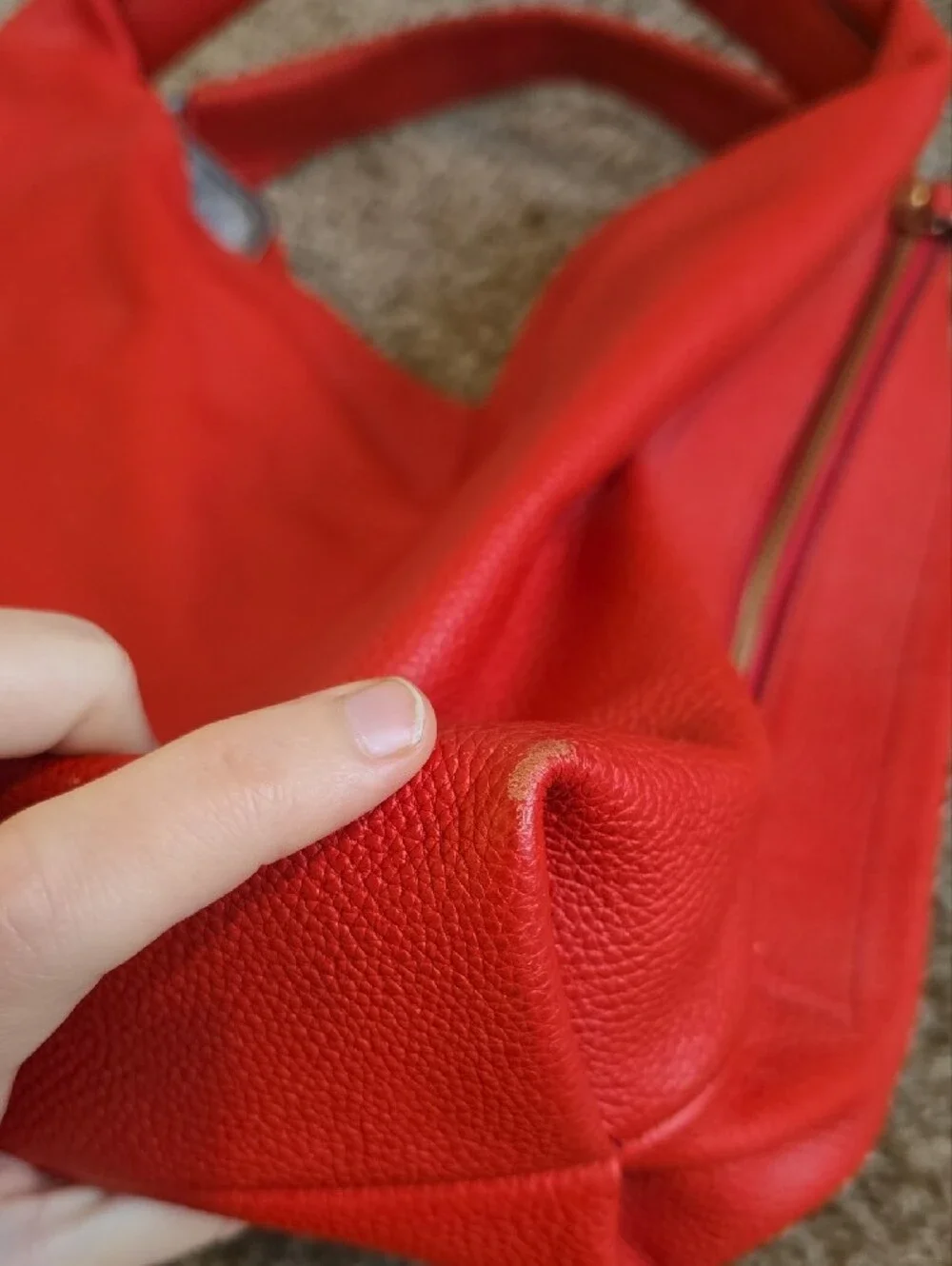 kate spade red pebbled leather hobo with gold hardware